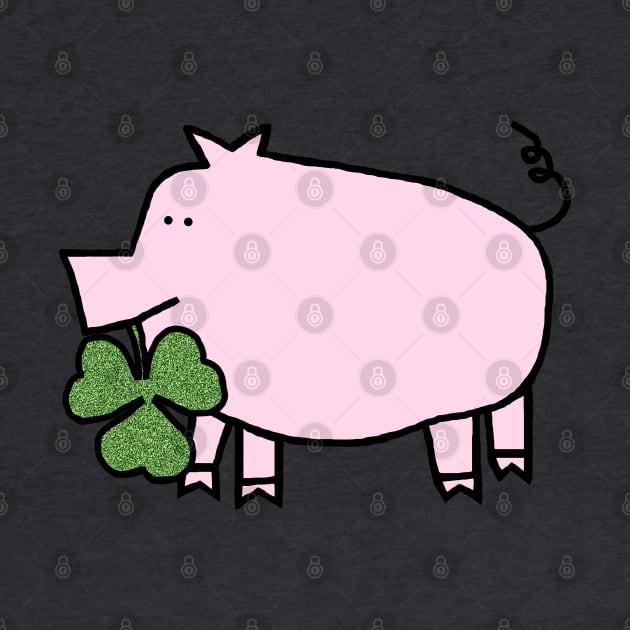 Cute Pig Holding Shamrock for St Patricks Day by ellenhenryart